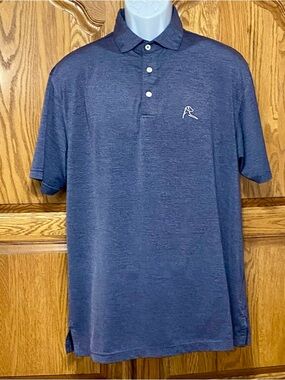 Rhoback Heather Men’s Short Sleeve Performance Polo Annapolis Blue Sz M Golf